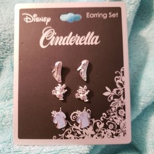 Disney Cinderella 3 piece earring set NWT